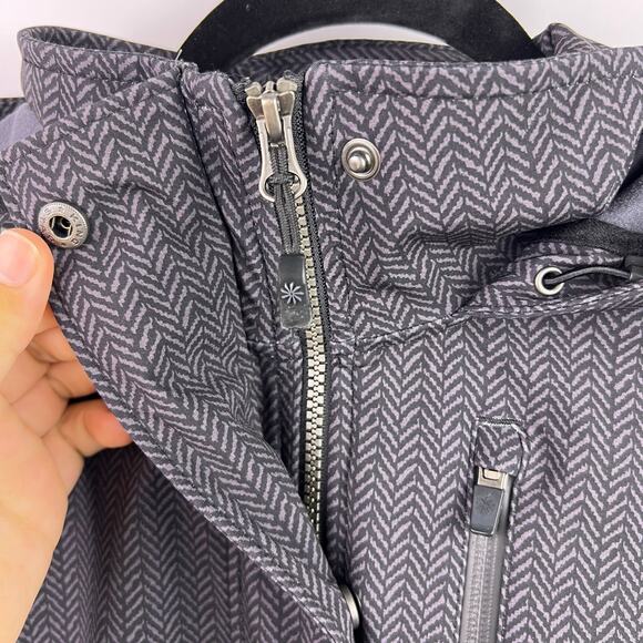 Athleta Shelter Cove Jacket, Gray Herringbone, Softshell, Hooded Rain Coat - Picture 9 of 15